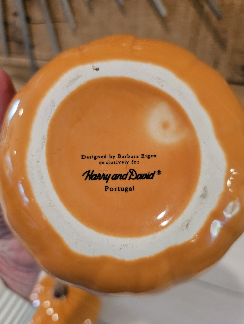 Vintage Harry & David Ceramic Pumpkin Covered Bowl - Orange - Picture 7 of 10